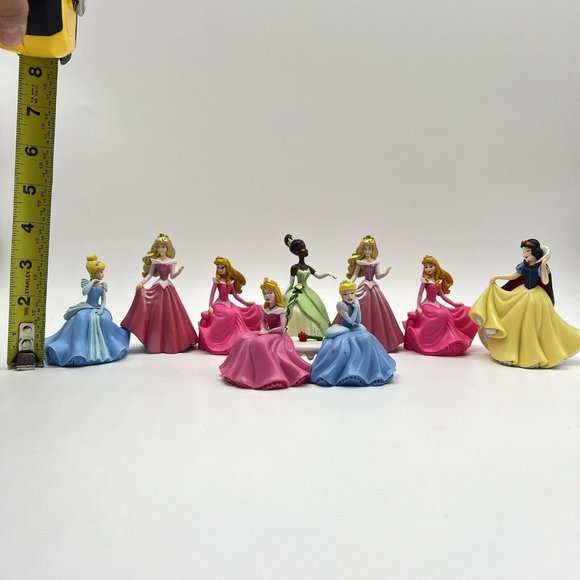 Disney Princess Lot Of 8 Cake Topper Figures Toys Tiana Cinderella‎ Aurora Snow - Picture 2 of 6